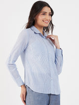 BOYFRIEND LUREX STRIPE BUTTON DOWN SHIRT