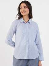 BOYFRIEND LUREX STRIPE BUTTON DOWN SHIRT