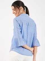 BUTTON DOWN FLARE SLEEVE SHIRT