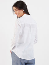 WHITE ROLL UP SLEEVE SHIRT