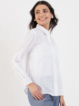 WHITE ROLL UP SLEEVE SHIRT