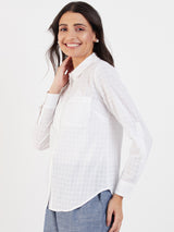 WHITE ROLL UP SLEEVE SHIRT