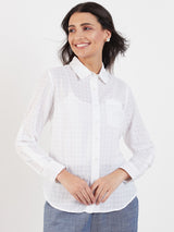 WHITE ROLL UP SLEEVE SHIRT
