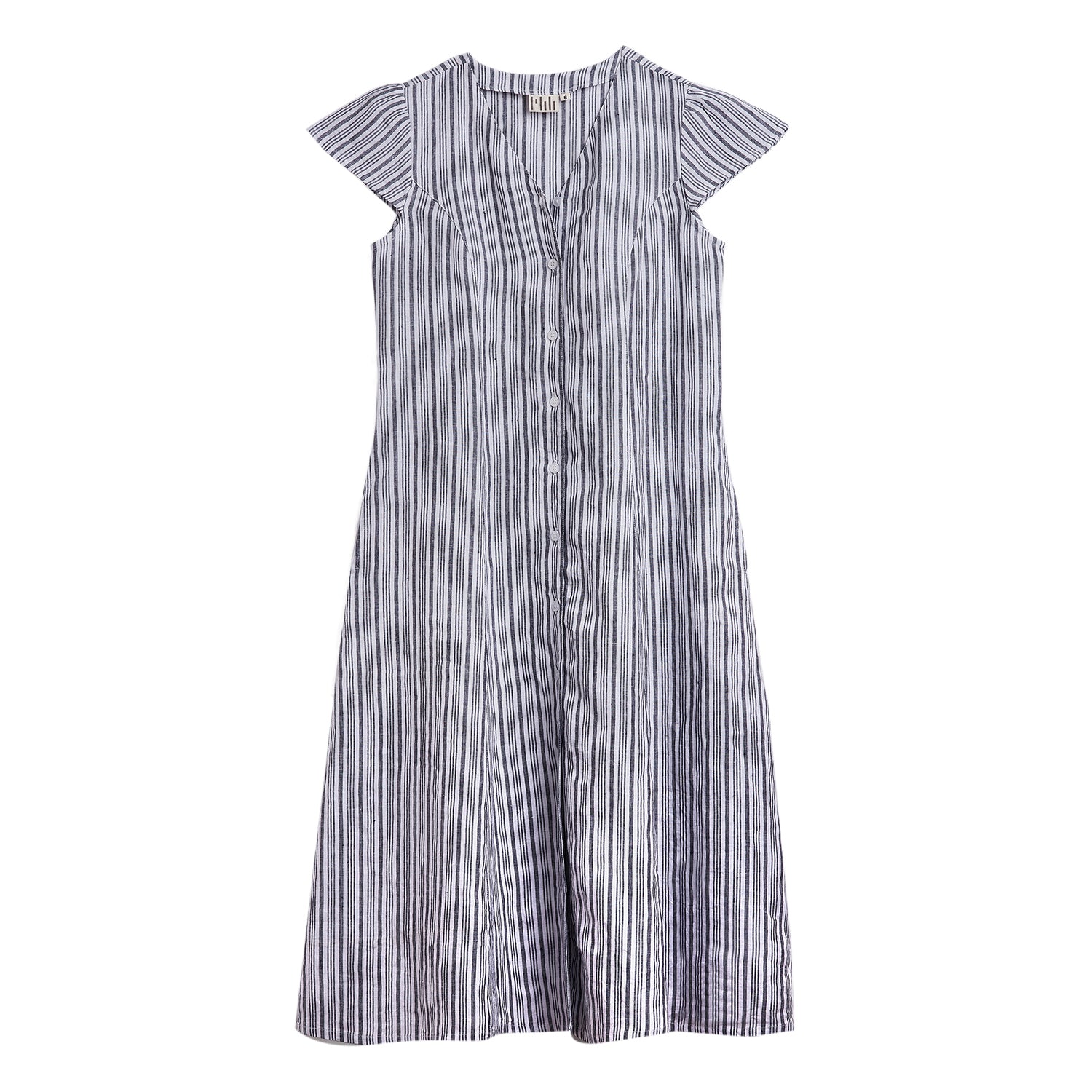 STRIPE LINEN FIT & FLARE DRESS