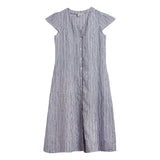 STRIPE LINEN FIT & FLARE DRESS