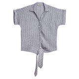 PIN STRIPE KNOTTED SHIRT