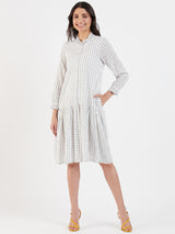 RUFFLE NECK AND SLEEVE DRESS