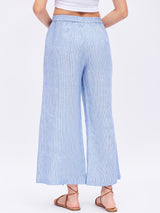 STRIPE LINEN WIDE LEG CROP PANTS