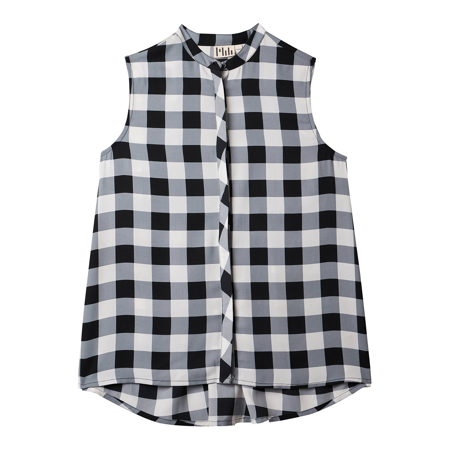 PRINTED CHECK SLEEVELESS TOP