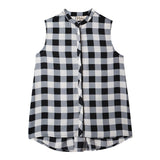 PRINTED CHECK SLEEVELESS TOP